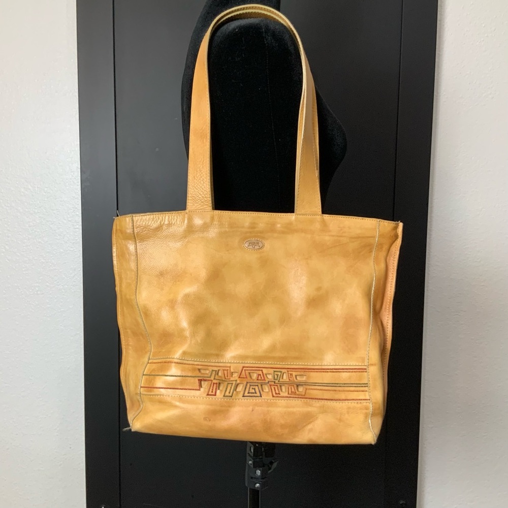 Own a Piece of Spanish Craftsmanship Vintage Pikolinos Embroidered Leather Tote